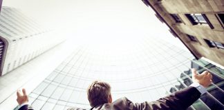 employee looking at the sky