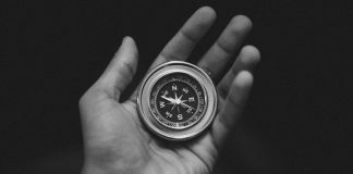 compass in palm of hand