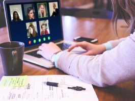 Hybrid worker on video conference call