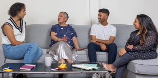 work colleagues in discussion