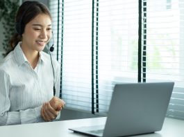 remote worker on zoom meeting