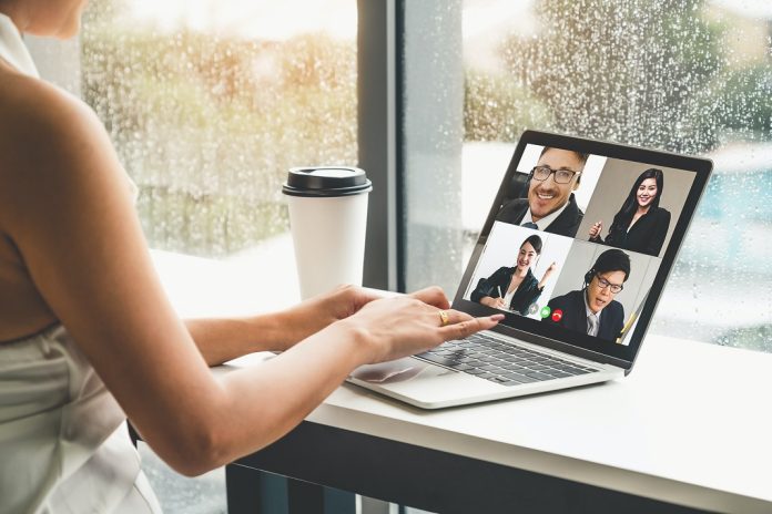 remote worker attending an online meeting